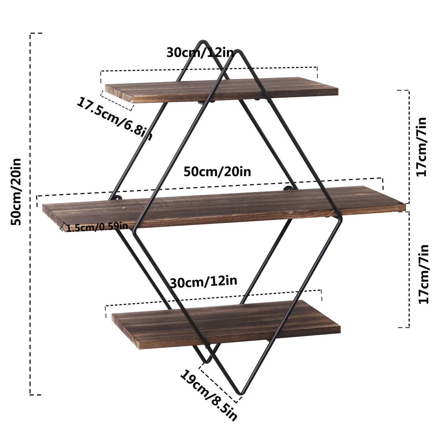 3 Tier Floating Shelf Heavy Duty Hanging Wall Mounted
