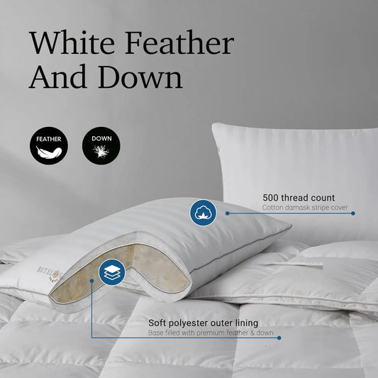 King Size Feather Down Pillows Set of 2,
