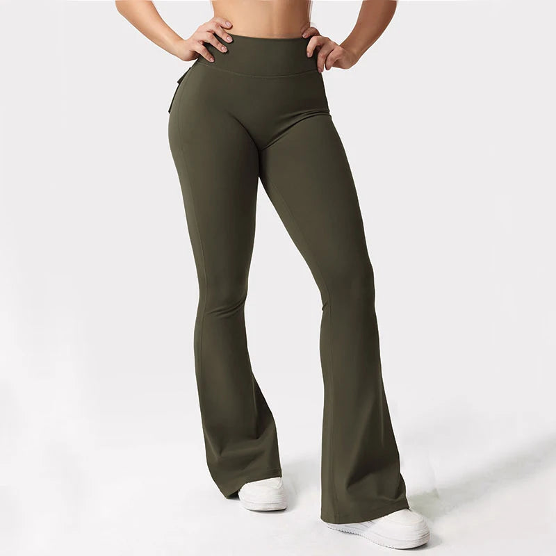 Yoga Flare, High-Waisted Tummy-Control Wide-Leg Leggings