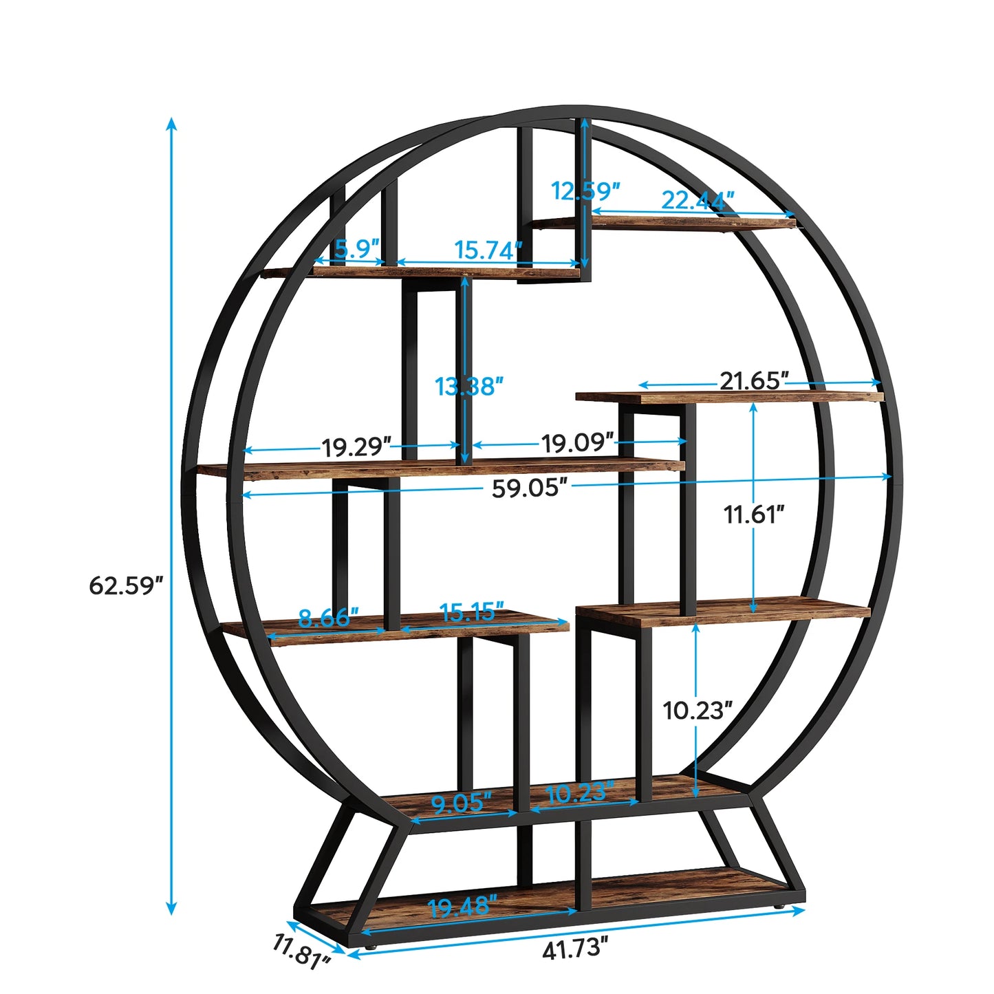 Round Bookshelves With Staggered Shelves