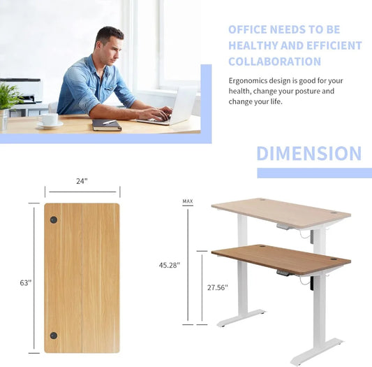 Electric Height Adjustable Standing Desk with Memory Function