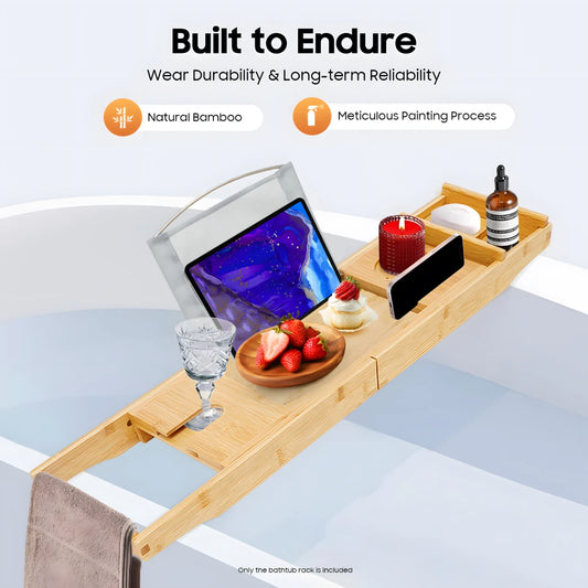 Bamboo Bathtub Tray Expandable Bathroom Tray
