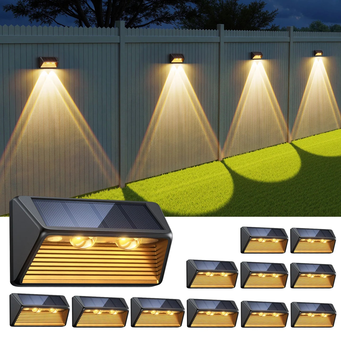 4/8/12-Pack Solar Fence/Step Lights