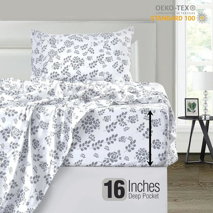 3 Piece Ultra-Soft Microfiber Floral Bed Sheets