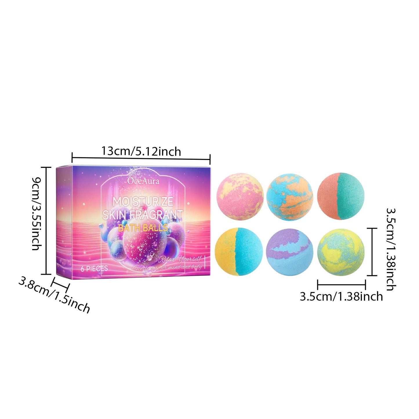 6pcs Bubble Bath Bomb Ball Exfoliating Body Nourish Skin