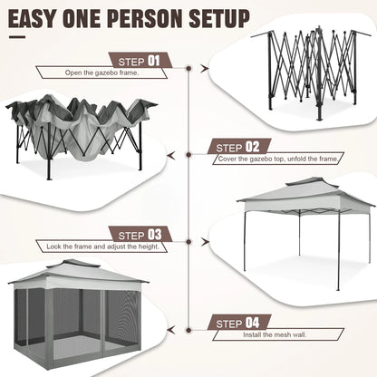 12x12 Pop up Gazebo on Clearance with Mosquito Netting,Outdoor Canopy Tent with Carry Bag, Gazebo for Garden,Backyard,Lawn,Patio