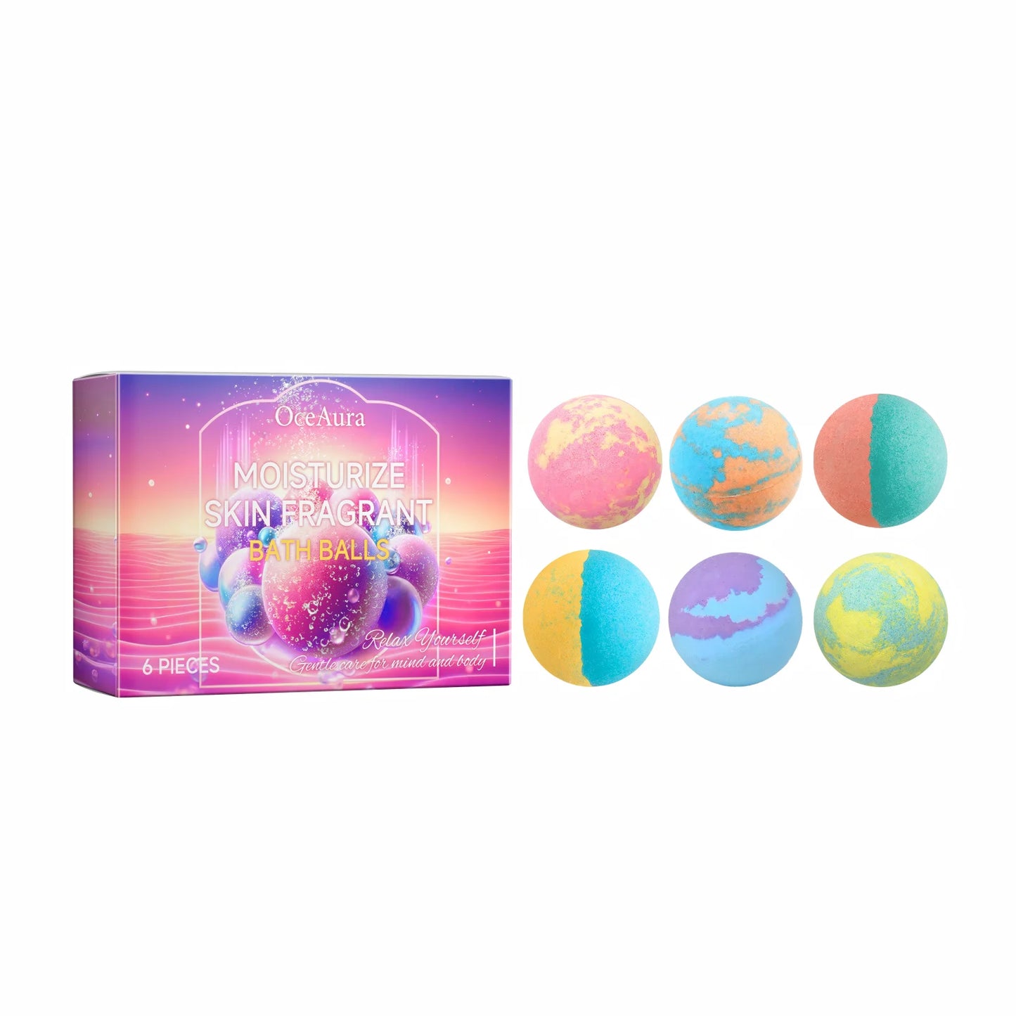 6pcs Bubble Bath Bomb Ball Exfoliating Body Nourish Skin