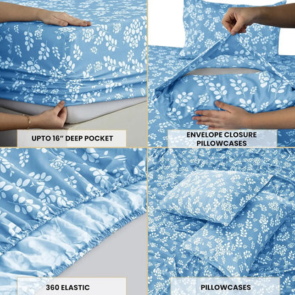 3 Piece Ultra-Soft Microfiber Floral Bed Sheets