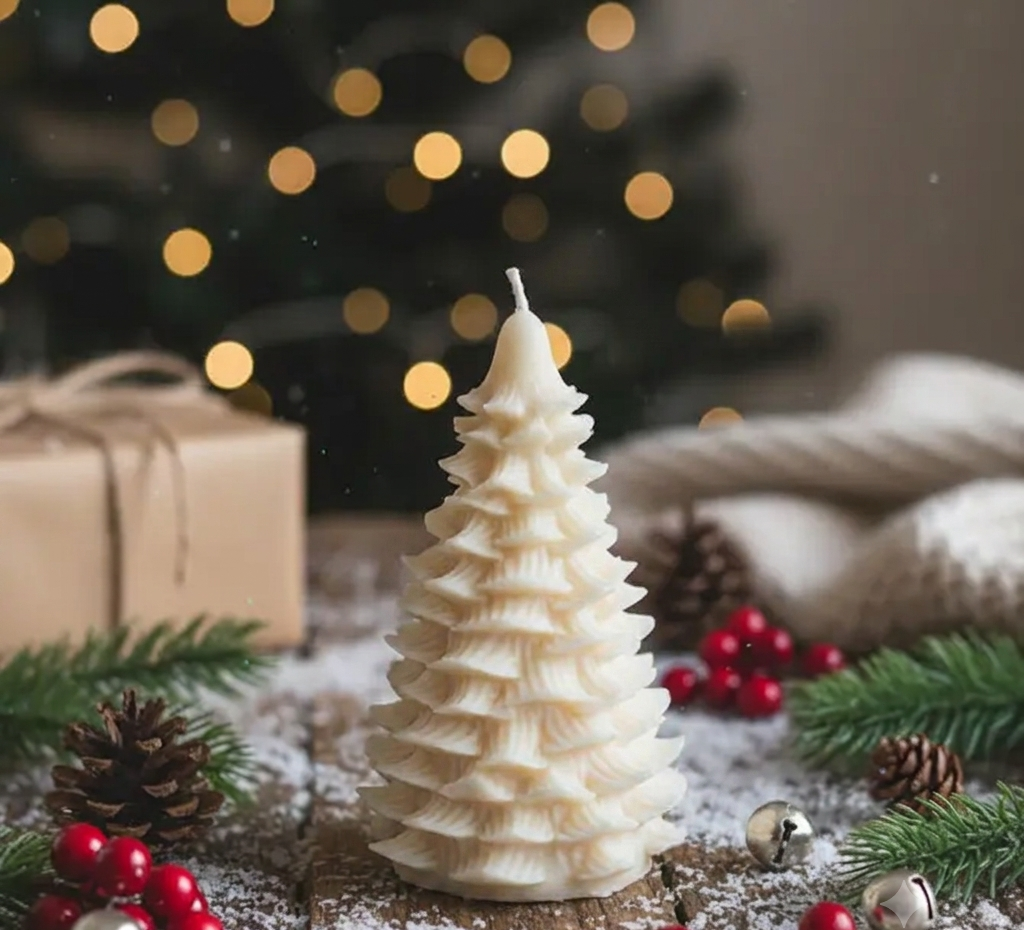 Handmade Christmas Tree Candle – Festive Holiday Décor & Gift