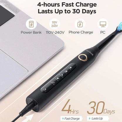 Electric Sonic Toothbrush With Replacement Heads