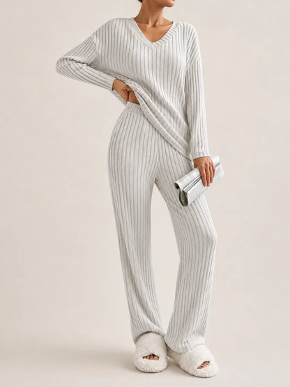 Ribbed Knit Lounge Set – LÁVINE™ Cozy Two-Piece Outfit for Women