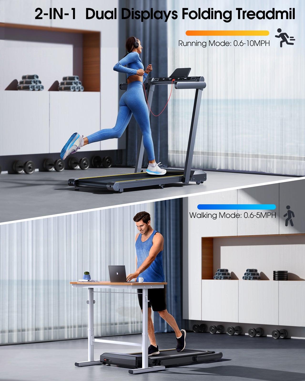 Toputure TP5 2-in-1 Foldable Treadmill