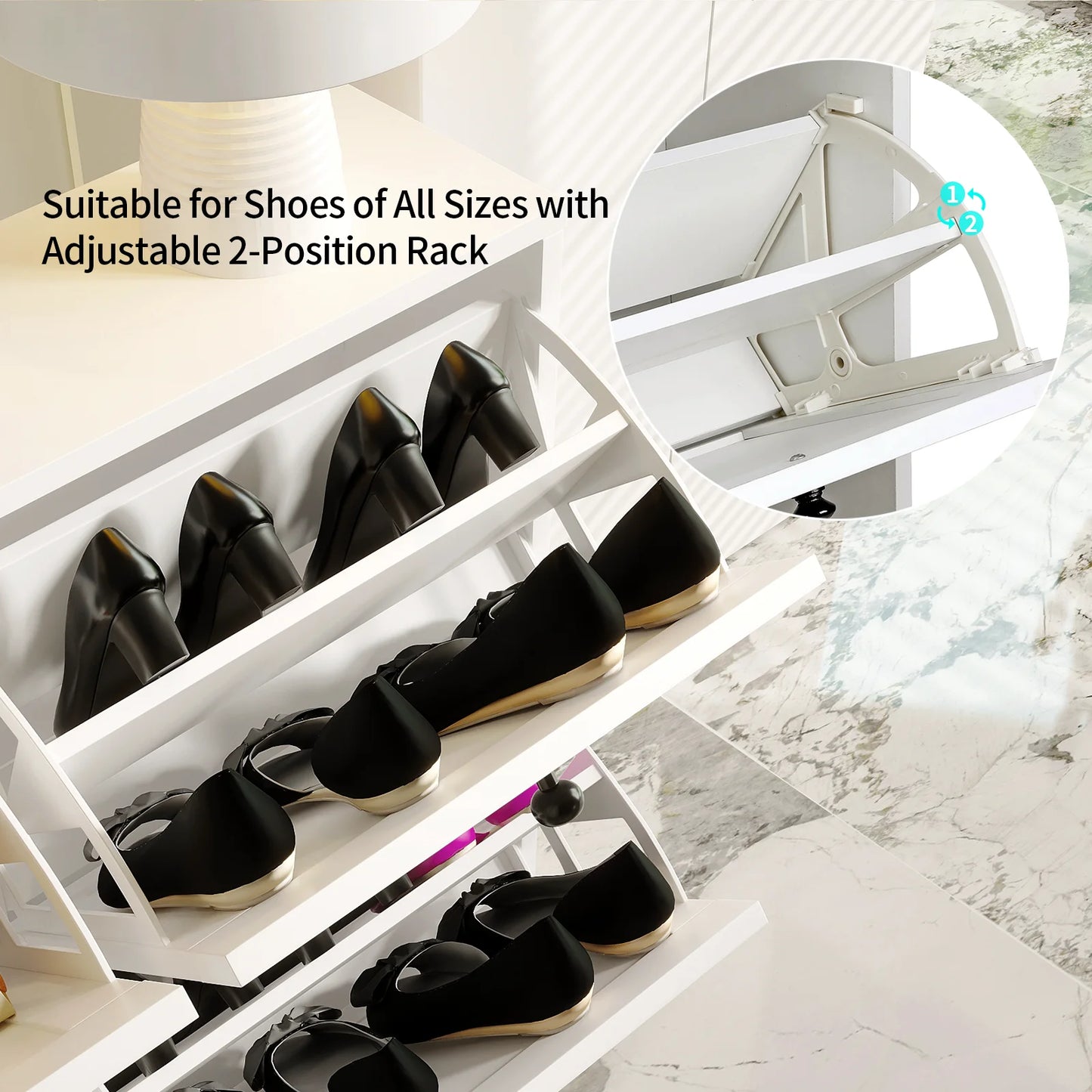Shoe Cabinet with Flip Drawers