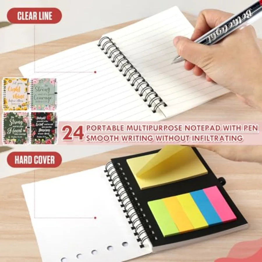 48 Pcs/24 Set Christian Prayer Journal Spiral Notebooks with Pens