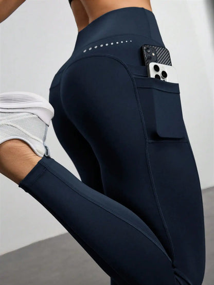 High Waist Casual Fitness Leggings With Pockets