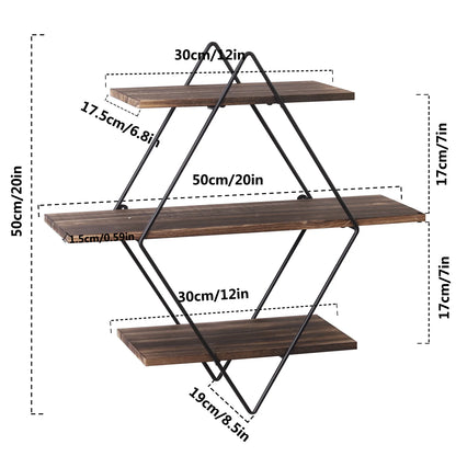 3 Tier Floating Shelf Heavy Duty Hanging Wall Mounted
