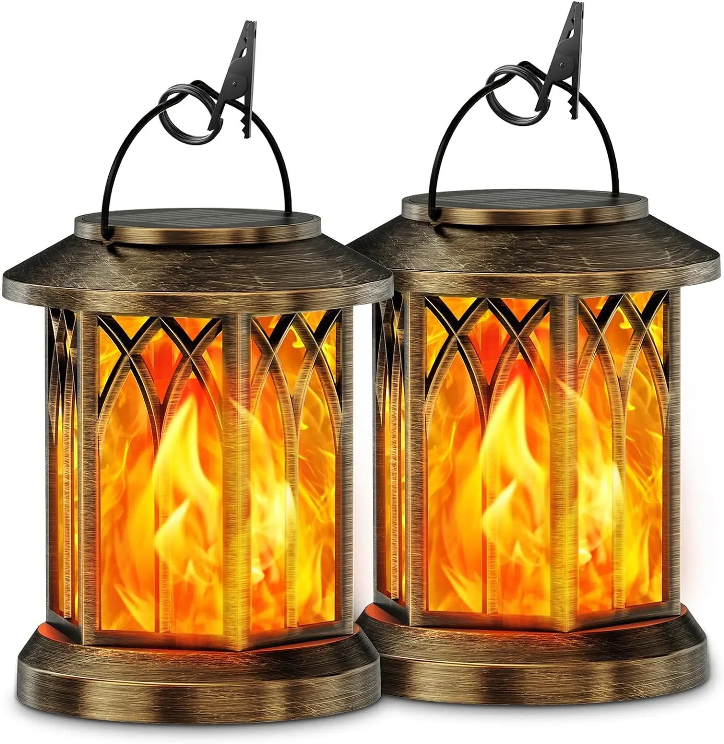 2 Pack Upgraded Flickering Flame Solar Lanterns