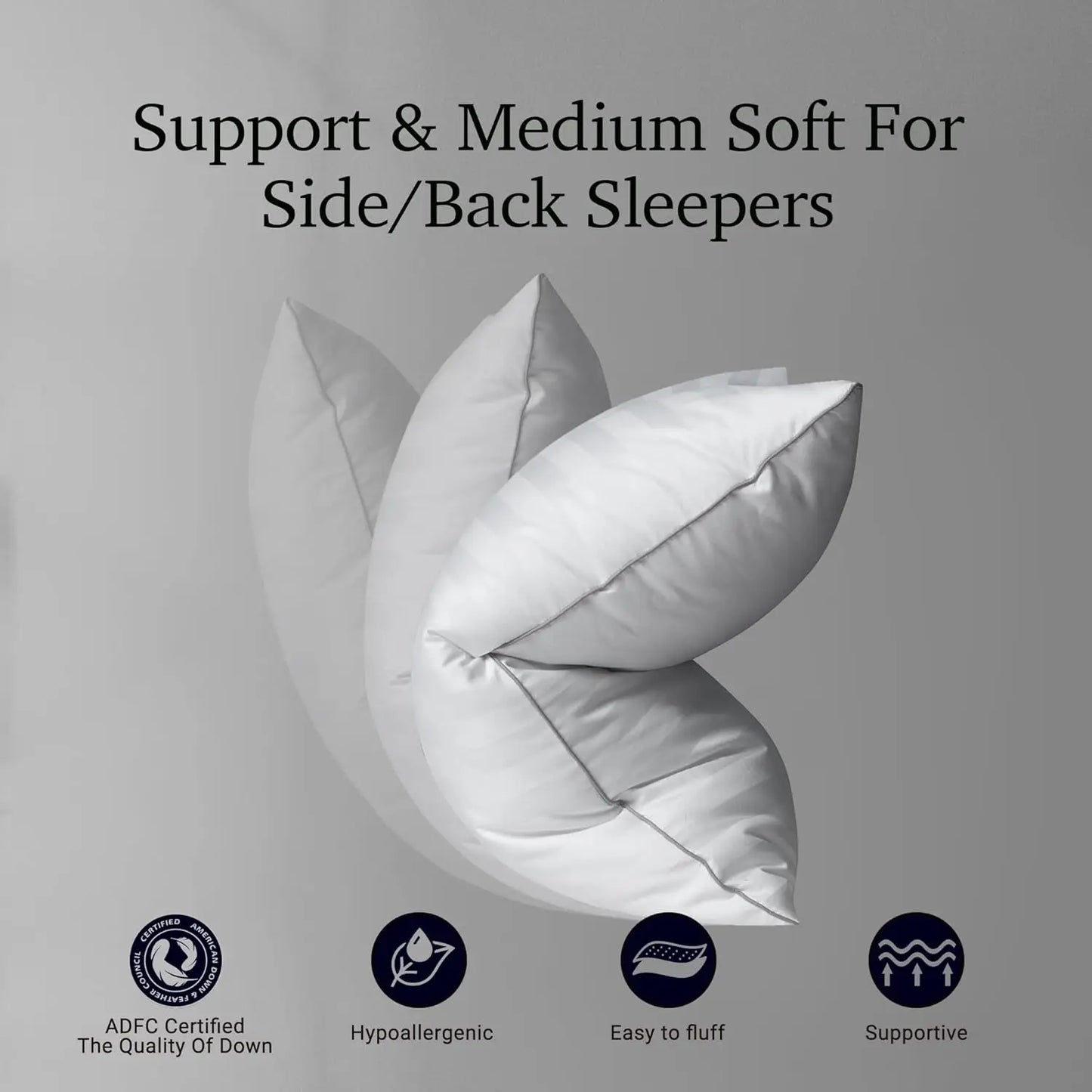 King Size Feather Down Pillows Set of 2,