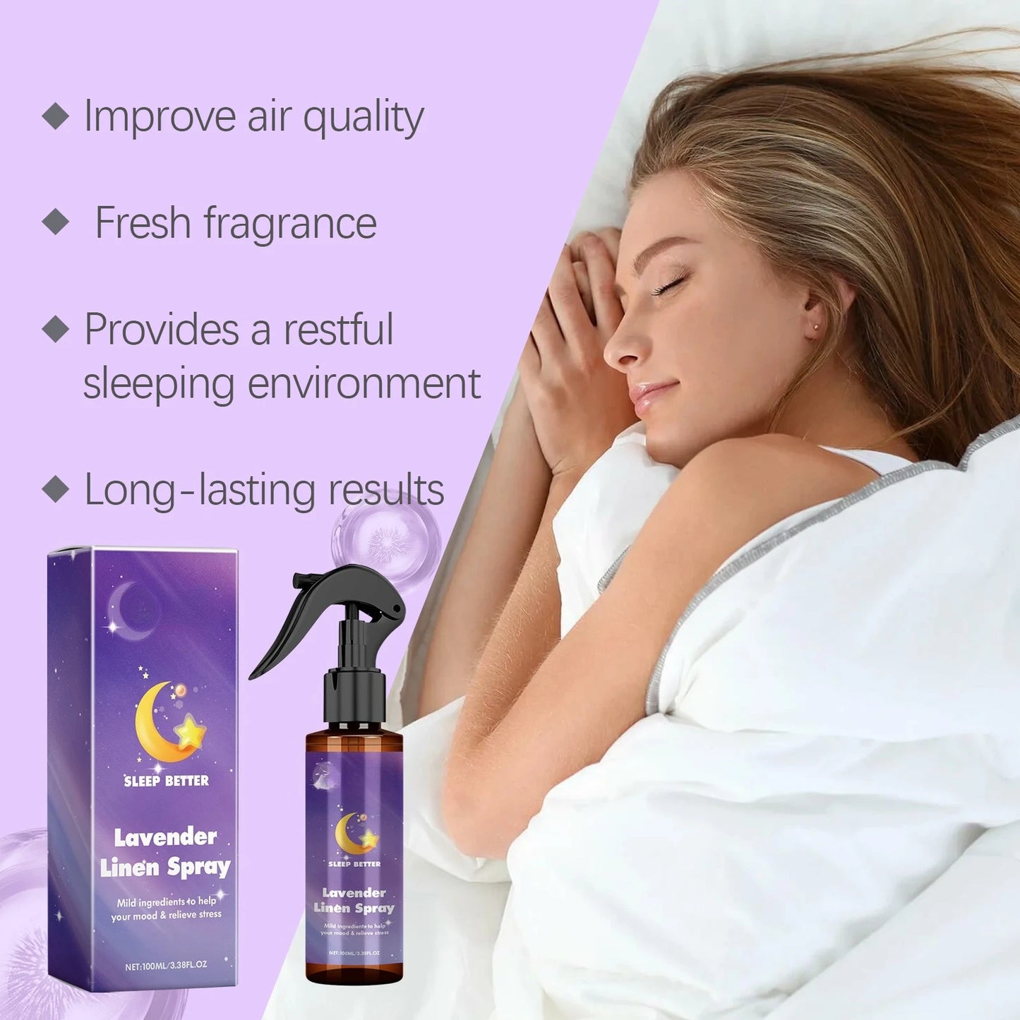 Lavender essential oil sleep spray, pampering helps to fall asleep quickly, indoor freshness relieves fatigue