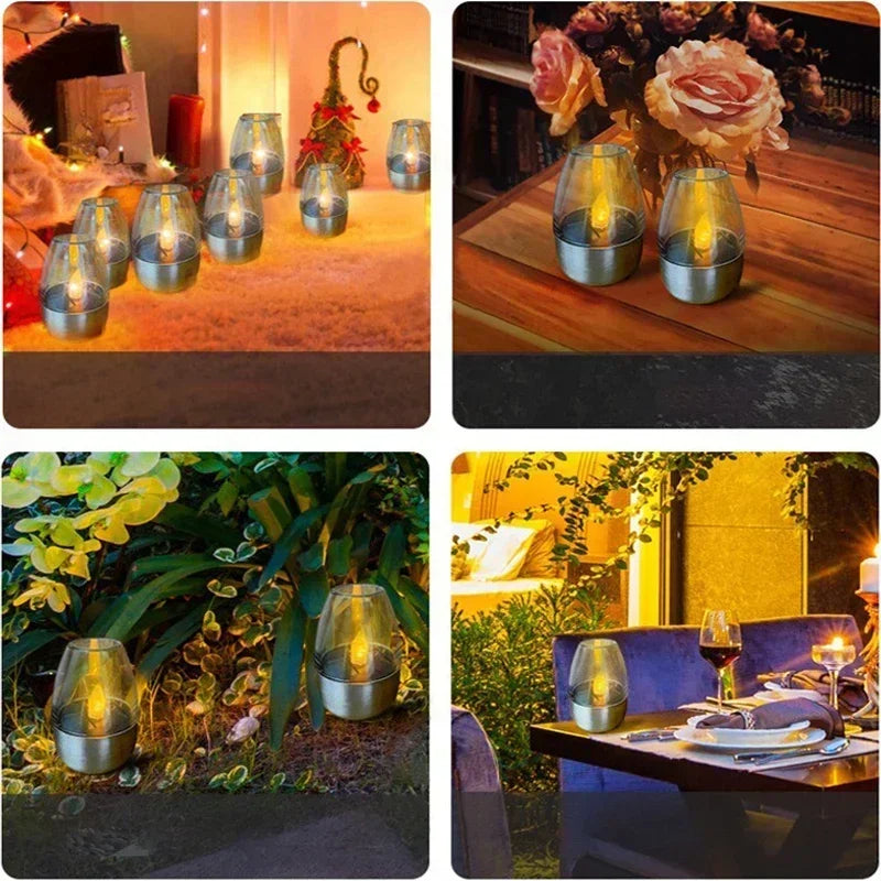 LED Solar Candles Light Flameless Rechargeable