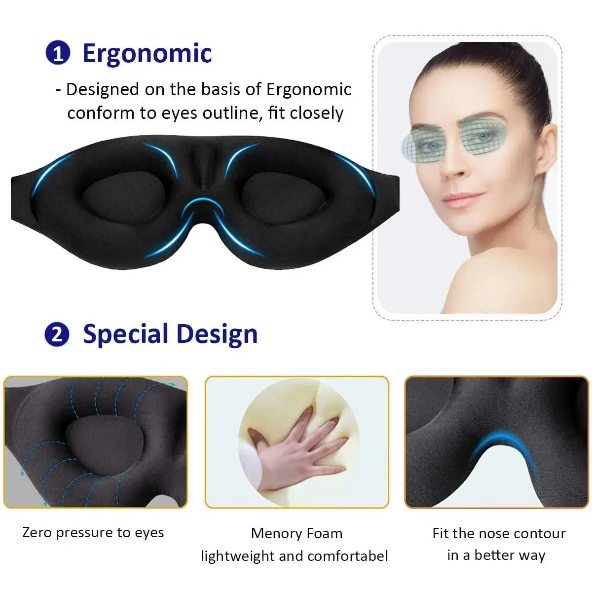 Eye Mask for Sleeping 3D Contoured Cup