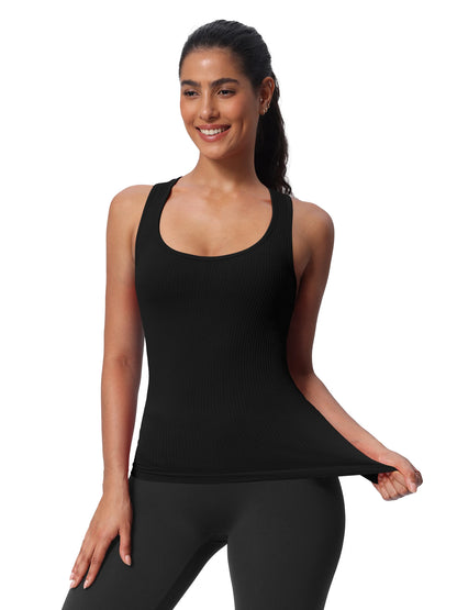 Seamless Workout Tank Top With Built in Bra