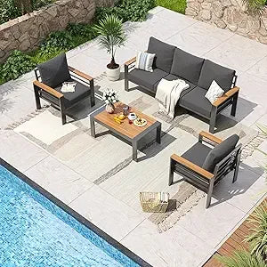 Aluminum Patio Furniture Set 7 Seats, Oversized Outdoor Sectional