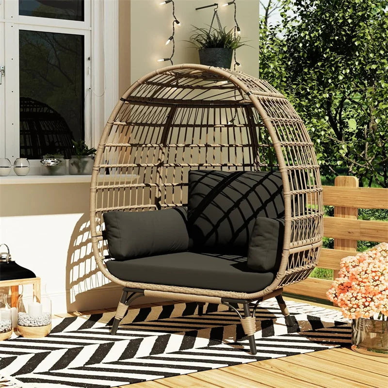 Oversized Egg Chair for Outdoor with Cushions & Steel Frame