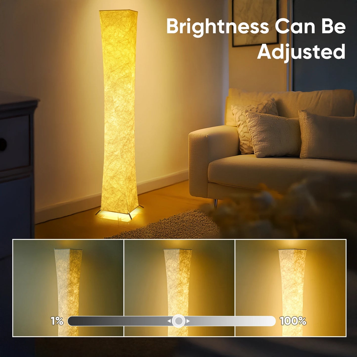 Soft Light Floor Lamp, 52" Simple Design Slim Warm Light