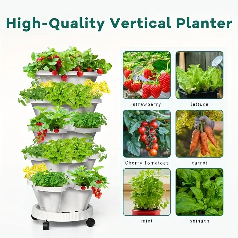 5-Layer Stackable Vertical Plant Flower Pots - Ideal For Herb Garden