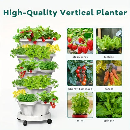 5-Layer Stackable Vertical Plant Flower Pots - Ideal For Herb Garden