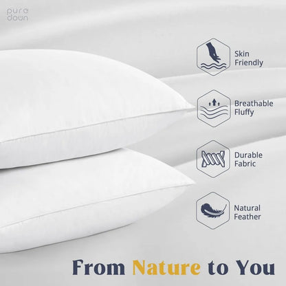 Puredown® Goose Feathers and Down White Pillows Set Of 2