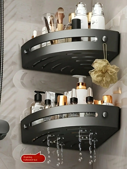 Wall Mounted Corner Bathroom Shampoo Towel Holder