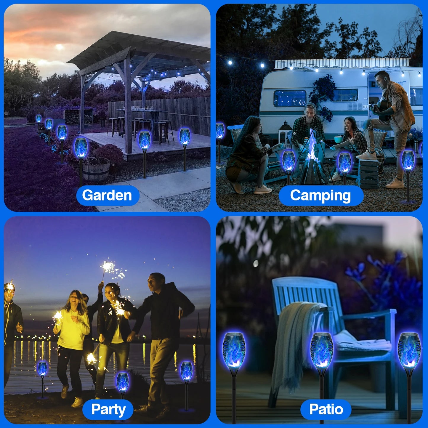 12 Piece Flickering Solar Flame Torch Light