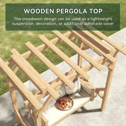 Cedar Wood Outdoor Pergola Swing with Stand,