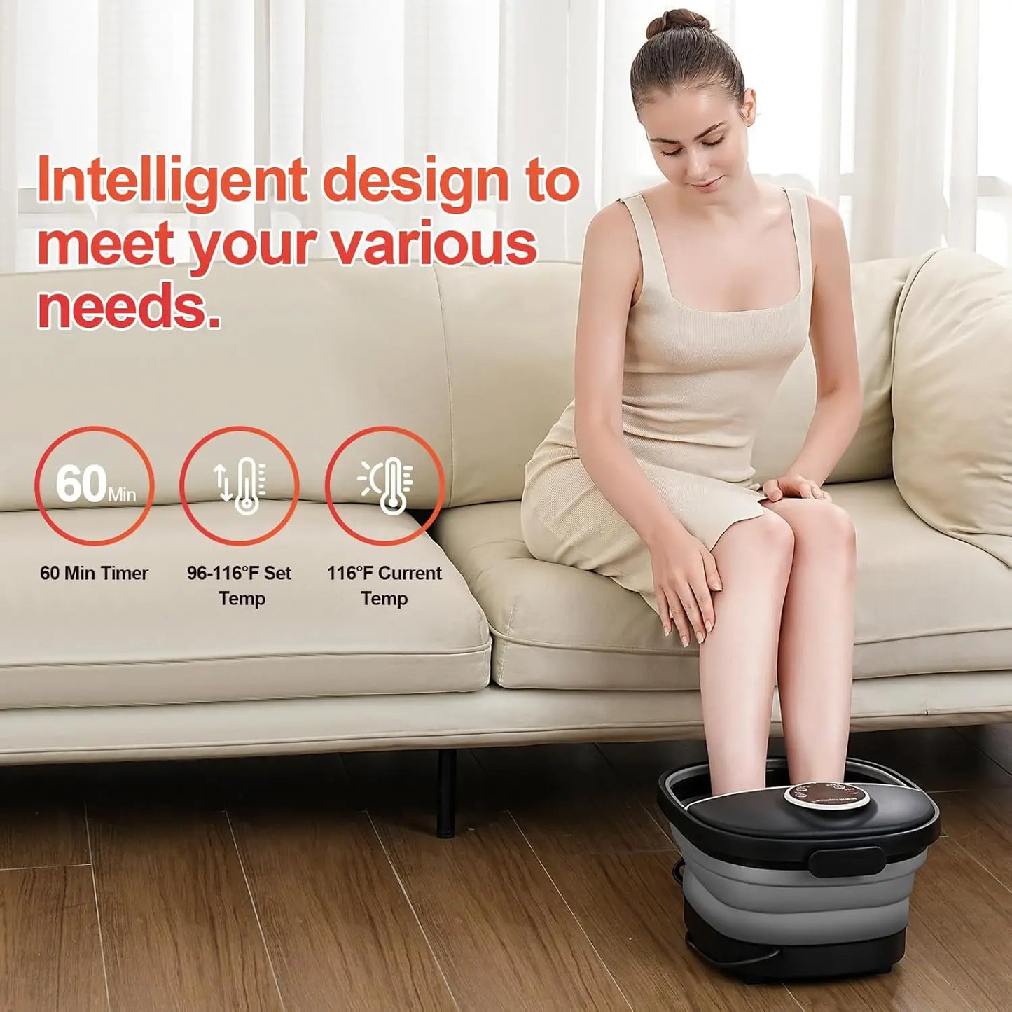 Collapsible Heated Foot Spa With Massage