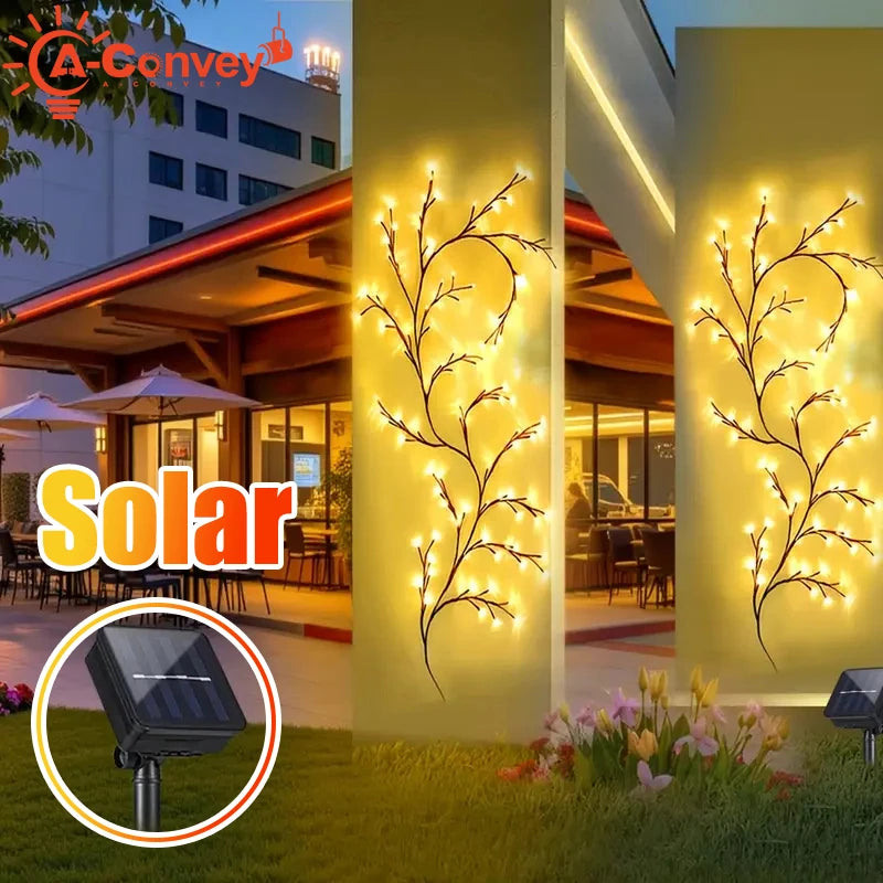 1pcs Solar Willow Vine Light 72/96 LED 8 Modes Waterproof