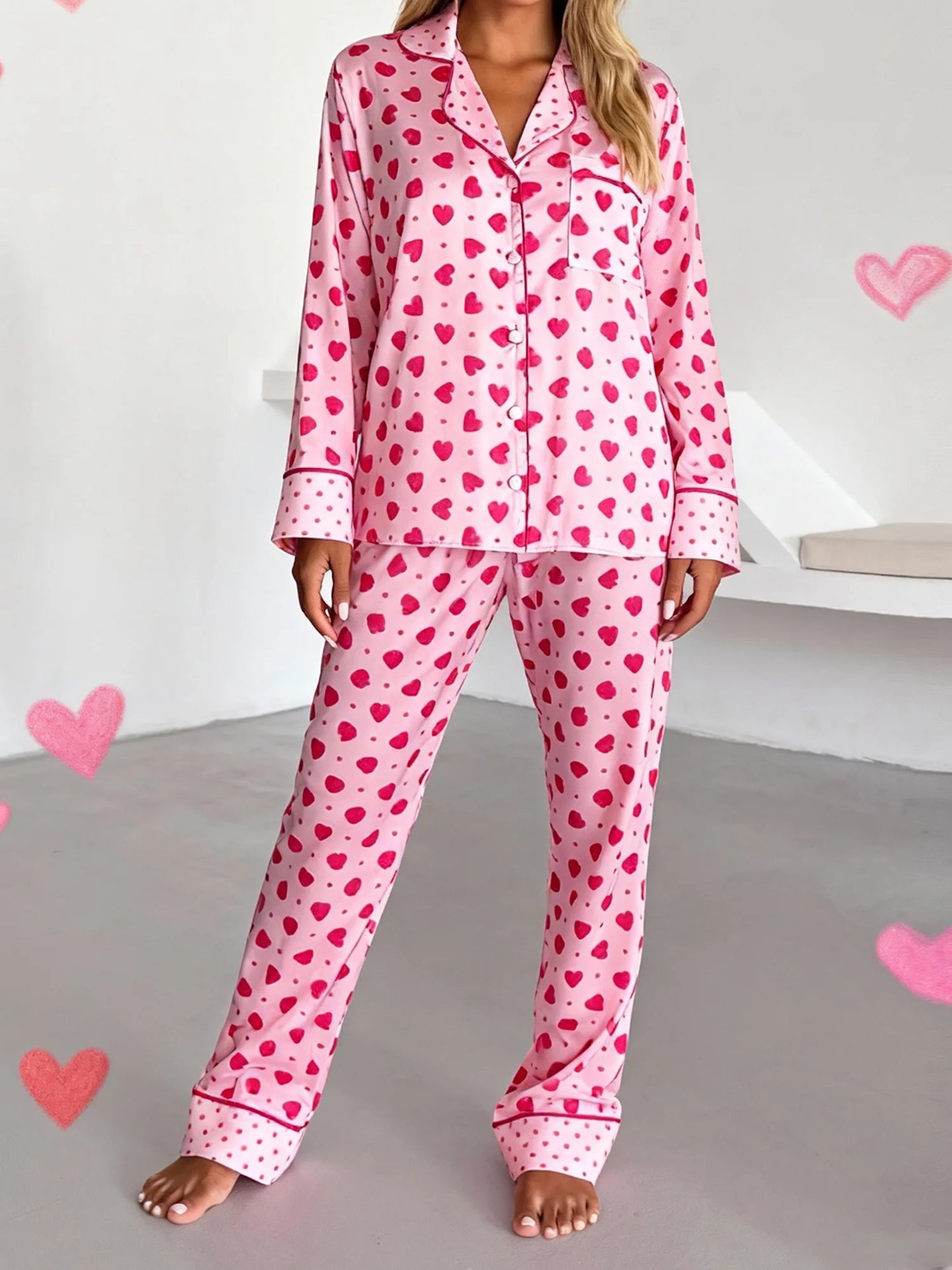 Valentine s Day Women s Pajama Set with Long Sleeve