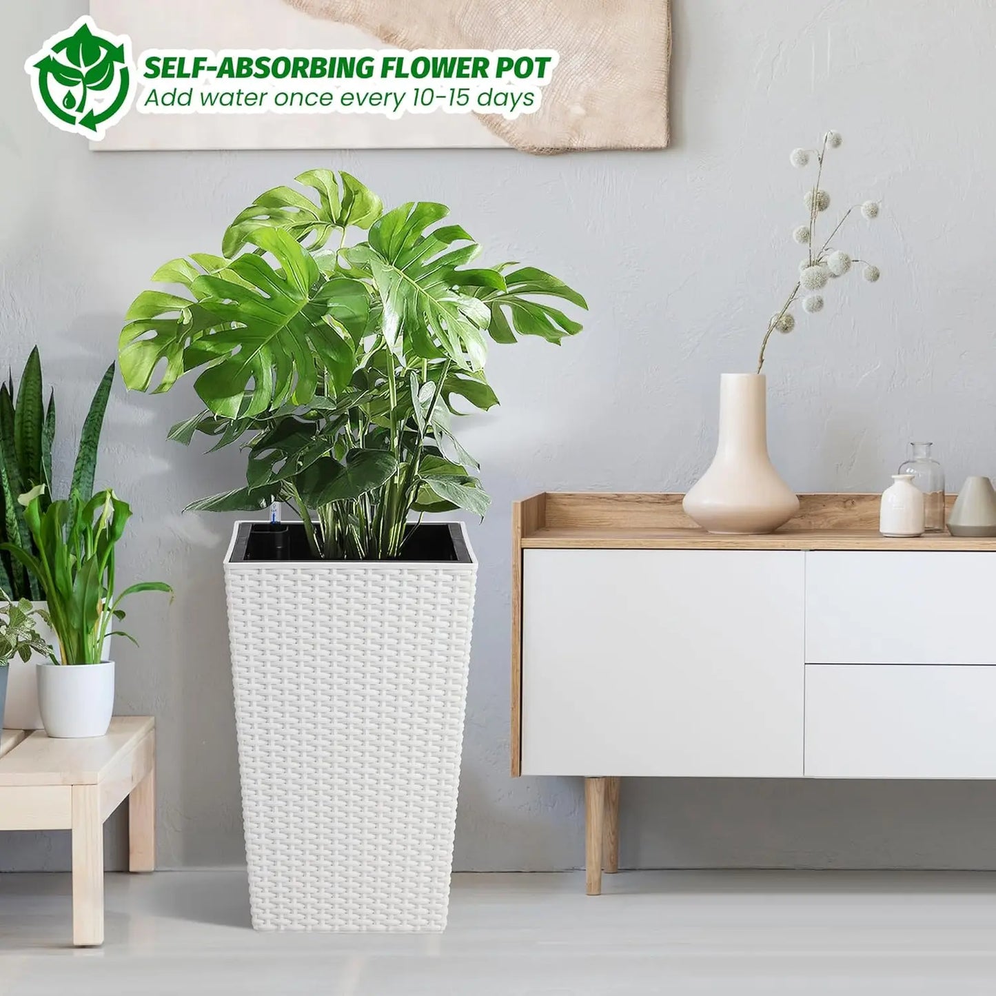 16inch/22.5inch Tall Rattan Planter Set of 2