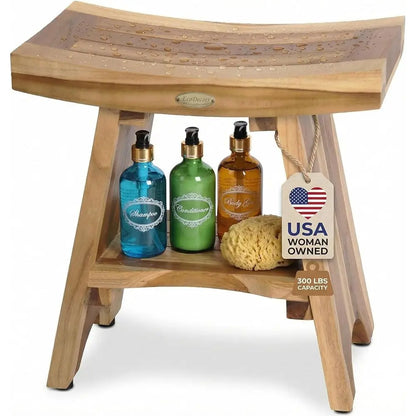 18 Teak Shower Bench With Shelf