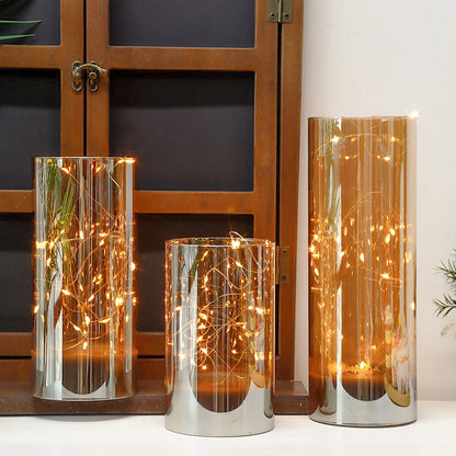 3Pcs Glass Flameless Candles LED Battery Powered Candles Fairy Light