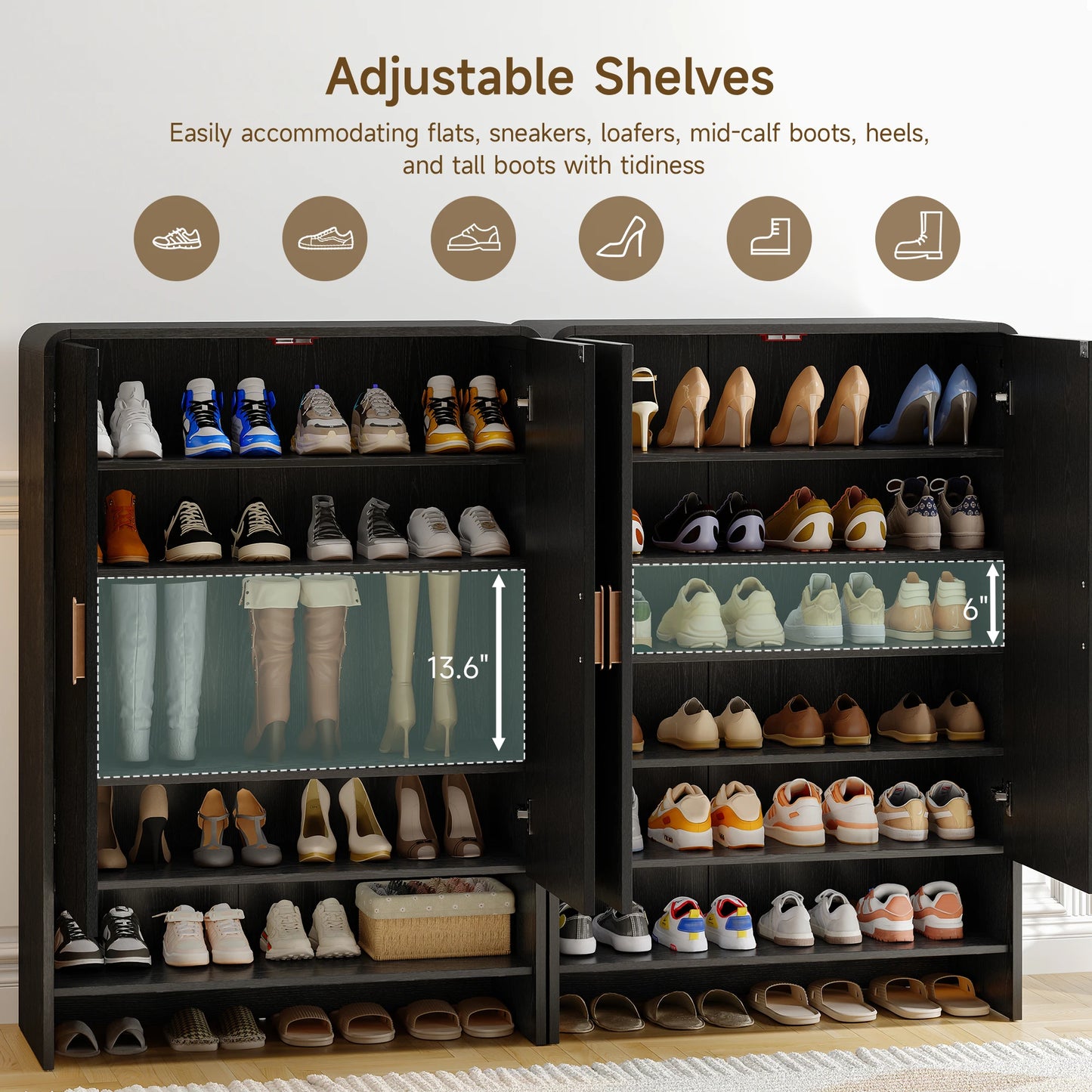 Shoe Cabinet, 6-Tier Shoe Storage Cabinet