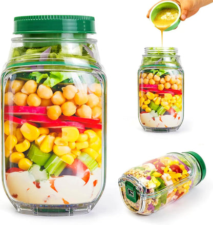 2-Pack 34oz Salad Jar Containers with Side Opening