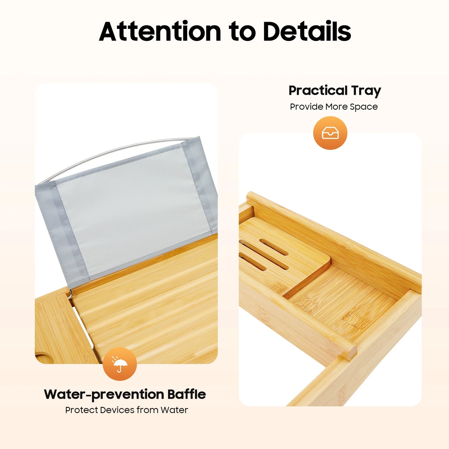 Bamboo Bathtub Tray Expandable Bathroom Tray