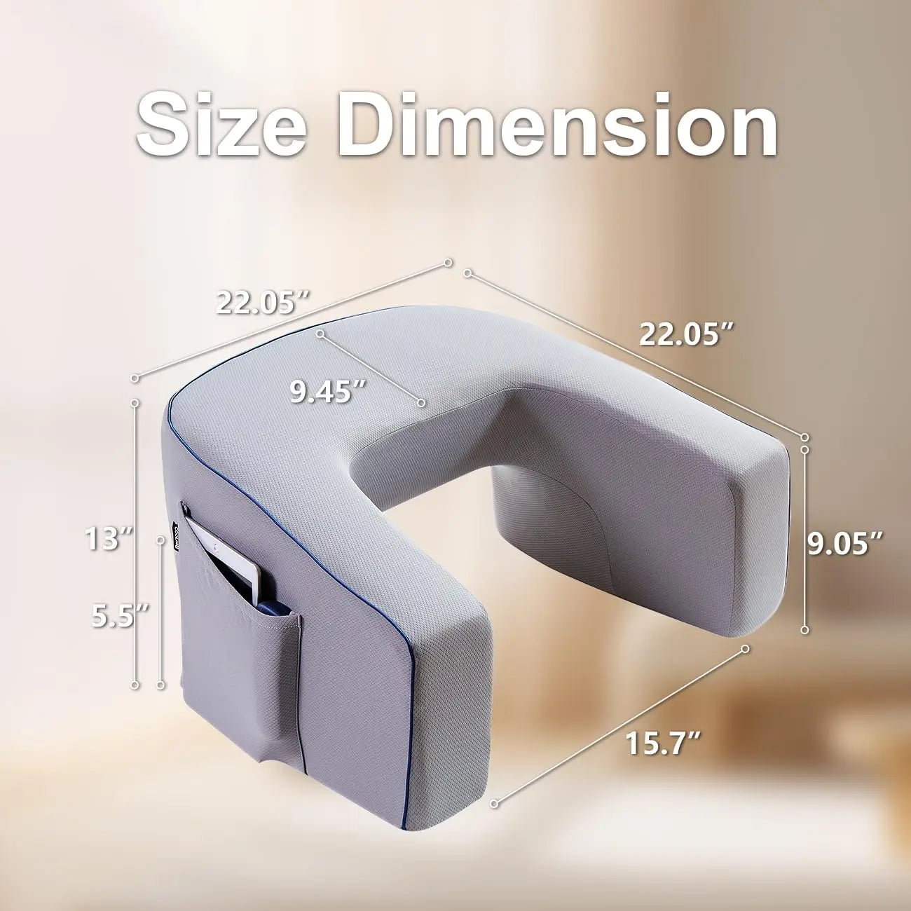 Memory Foam Lap Desk Pillow with Armrests and Pocket