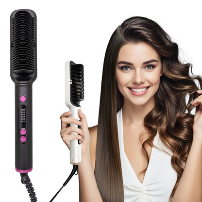 Hair Straightener Brush with Six Temperature Settings