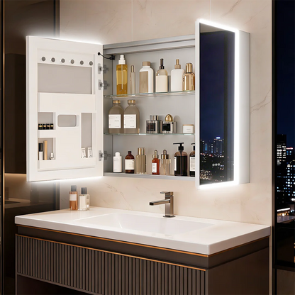 Double Door LED Bluetooth Bathroom Mirror Cabinet
