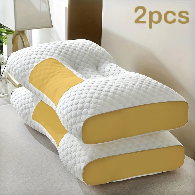 2pcs Massage Neck Pillows Adjustable Ergonomic Orthopedic Contour Support