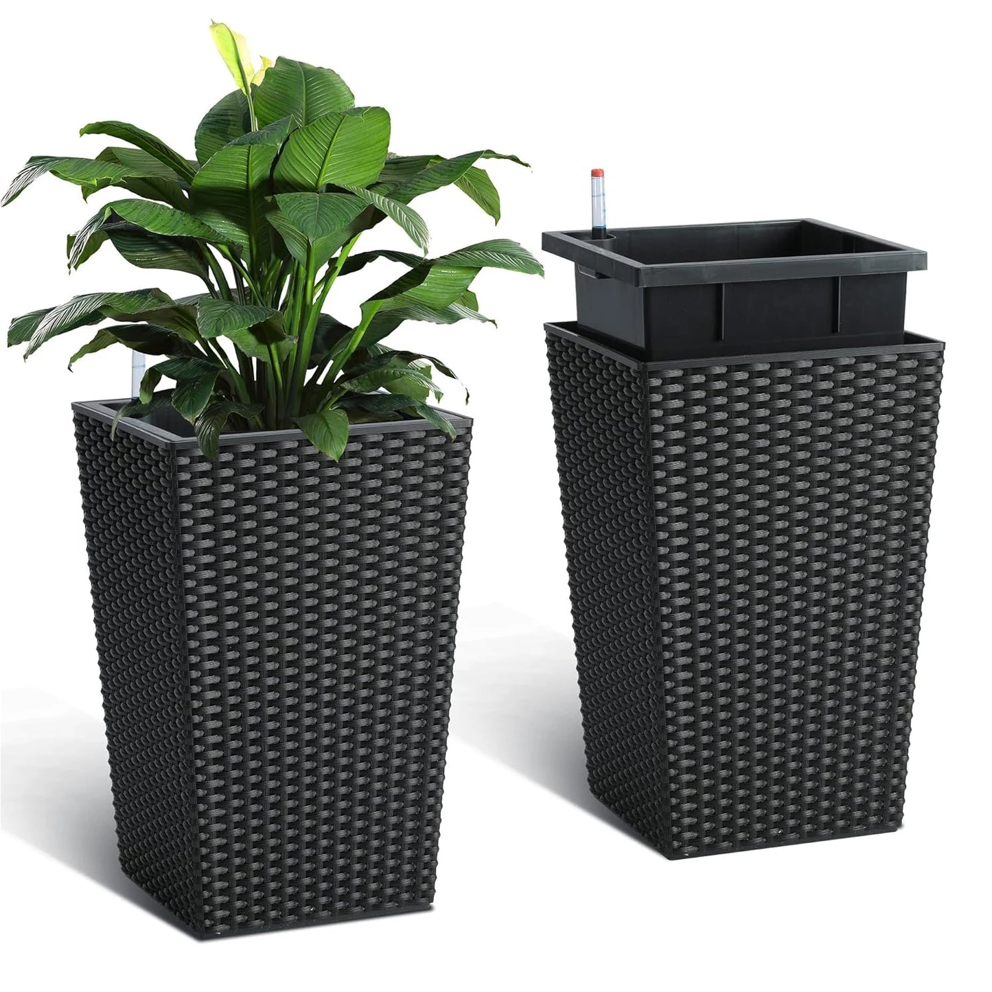 16inch/22.5inch Tall Rattan Planter Set of 2