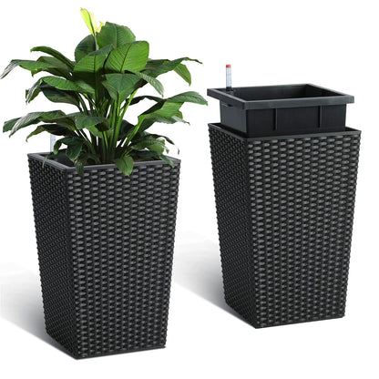 16inch/22.5inch Tall Rattan Planter Set of 2